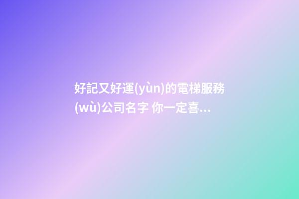 好記又好運(yùn)的電梯服務(wù)公司名字 你一定喜好這些吉名-第1張-公司起名-玄機(jī)派